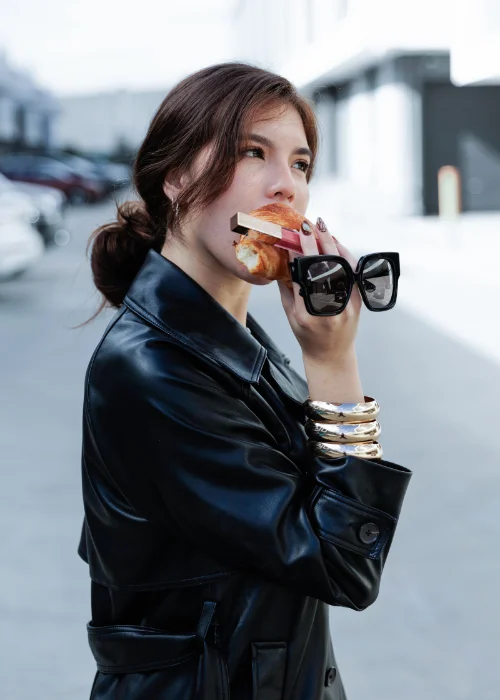 Woman promoting organic cosmetics in a minimalist style