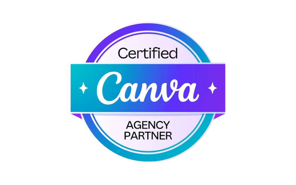 16 Certified Canva Agency Partner - UNTMD Digital Marketing Agency in Australia | UNTMD | Award-Winning Digital Marketing Agency in Australia Circular badge reading 'Certified Canva Agency Partner' with a blue-to-purple gradient and a teal ribbon across the center.