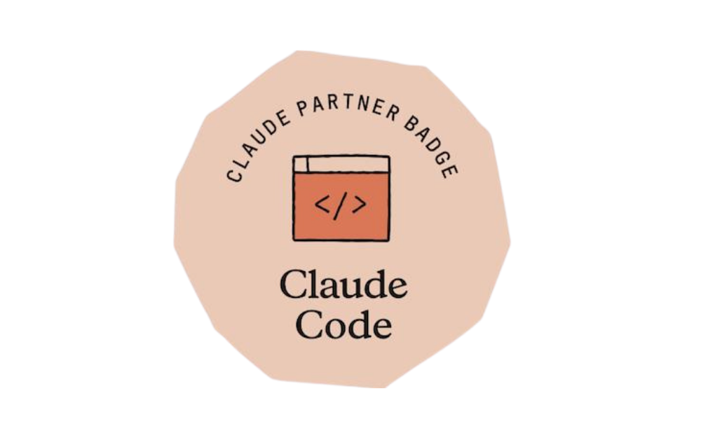 7 Certified Claude Code Partner - UNTMD Digital Marketing Agency in Australia | UNTMD | Award-Winning Digital Marketing Agency in Australia Badge for Claude Code partner, peach circular badge with code window icon and 'Claude Code' text around it